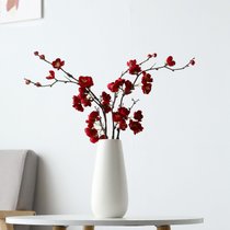 简约现代陶瓷花瓶家居客厅创意台面摆件小清新干花艺水培白色花器(芳华 - 白【1束仿真傲骨梅-红色)