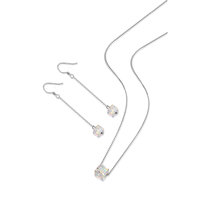 PANMILA 极光方糖水晶银饰 施华洛世奇幻彩元素 项链、手链、耳环(项链耳环套组)