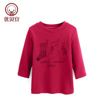 优贝宜 女童保暖加绒长袖t恤 秋冬季 宝宝中长款打底衫 儿童上衣(120cm 暗红色)