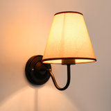 美式复古铁艺壁灯亚麻床头灯卧室客厅书房墙壁灯创意个性酒店房灯(白色灯罩 白色灯体（带光源）)