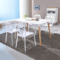 TIMI天米 现代简约餐桌椅 北欧几何椅组合 可叠加椅子组合 创意椅子餐厅家具(白色 1.4米餐桌+4把白椅)