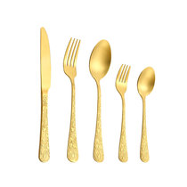 西餐餐具刀叉勺5件套欧式精美不锈钢餐具套装(金色 5件套)