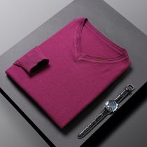JLS简约休闲男士保暖男款长袖针织衫 RY021853XL码酒红/紫红 秋季保暖