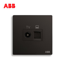 ABB官方旗开关插座面板轩致无框星空黑色系列USB+五孔一开单控双控错位二三插三孔16A电视电话电脑六类网插86型家用(电视+六类电脑AF334-885)