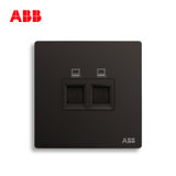 ABB官方旗开关插座面板轩致无框星空黑色系列USB+五孔一开单控双控错位二三插三孔16A电视电话电脑六类网插86型家用(六类双电脑AF329-885)