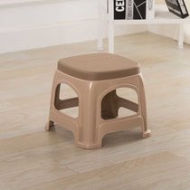 加厚塑料凳子家用板凳高凳时尚简约客厅餐桌塑胶椅经济型胶凳椅子(2个 小号卡其色带盖（高22.5CM）)