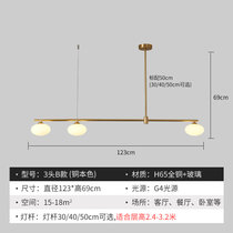 北欧餐厅吊灯三头全铜现代简约创意饭厅灯极简个性长条家用餐桌灯(全铜材质3头B款（铜色）+配G4 LED光源 默认版本)
