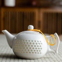 家用陶瓷茶壶泡茶水壶大小号单壶耐热玻璃花茶壶茶具送茶杯套装(蜂窝玲珑-金线茶壶（单壶）)