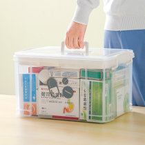 禧天龙透明双层药箱家用急救箱药品收纳盒X-6173白 双层设计  药品分类收纳