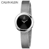 CK(Calvin Klein)手表女无刻度黑色表盘编织钢带表盘28MM(白色 钢带)