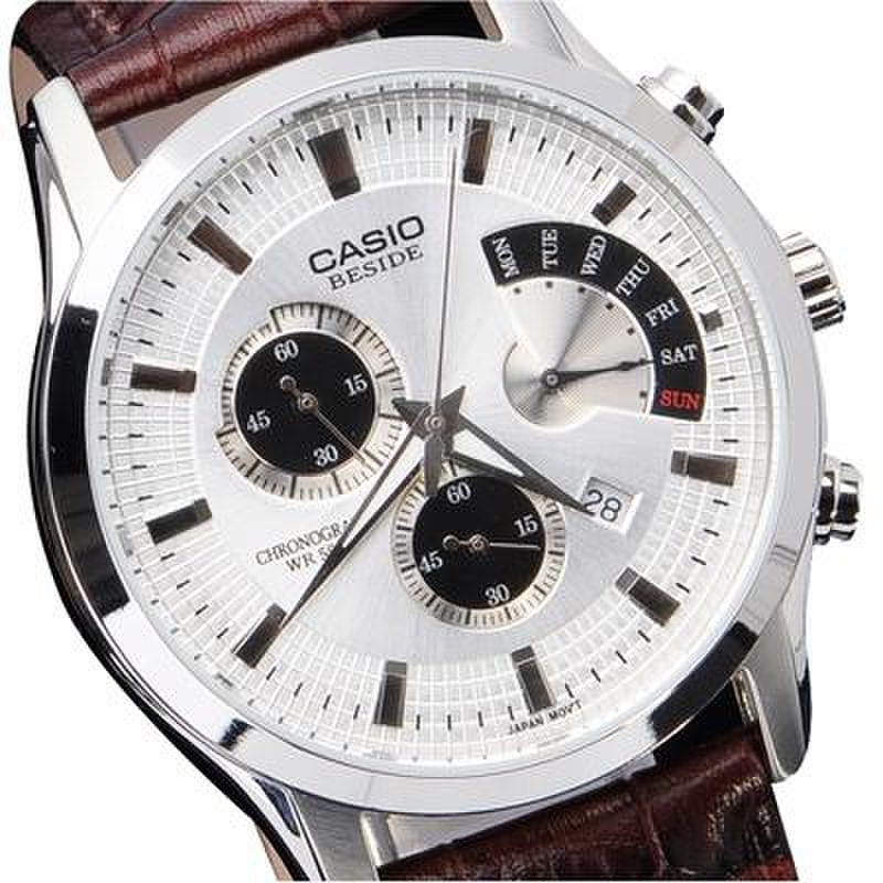 日韩品牌表casio卡西欧男表皮带男士手表bem501l白色7a返回商品页