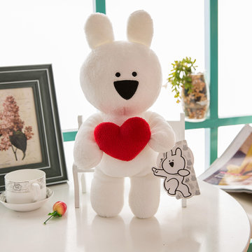 韩国正版extremelyrabbit夸张兔公仔网红兔毛绒玩具抱心款高40cm