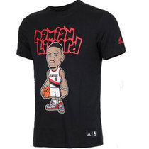 阿迪达斯男装 2016夏季新款篮球NBA图案运动休闲短袖T恤AY0220 AY0221 AY0223(黑色 L)