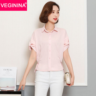 VEGININA 新款雪纺衬衫女薄款前短后长时尚百搭衬衣 9456(粉色 S) VEGININA 新款雪纺衬衫女薄款前短后长时尚百搭衬衣 9456(粉色 S)