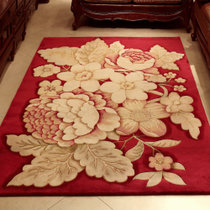 中式古典手工片剪100%新西兰羊毛地毯 客厅茶几毯(GH005红色)