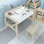 蘑菇森林实木儿童书桌写字桌家用小学生桌子凳子套装可升降学习桌(1小熊椅原木暖白漆+学习桌（含收纳盒可调节高度)