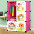 索尔诺卡通衣柜简易儿童宝宝婴儿收纳柜组合塑料树脂组装衣橱衣柜(粉色6门1挂 A3106)
