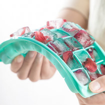 茶花硅胶冰格制冰盒带盖家用冷冻做冰块模具冰箱辅食冻格自制冰块(墨绿色 单个装)