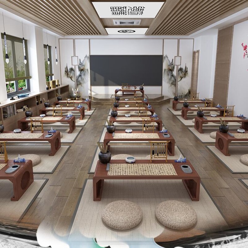 儿童书桌椅凳新中式书法桌子幼儿园国学桌yy807围棋茶艺桌1205530cm