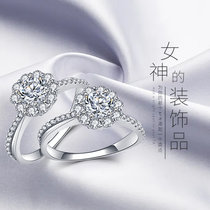 S925纯银锆石仿真小众求婚钻石戒指情侣时尚经典戒指