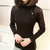 纯色蕾丝拼接高领针织打底衫 秋冬季韩版女士堆堆领长袖套头毛衣 DELUXSEY(黑色 均码)