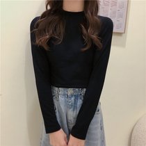 SUNTEK2022年新款春秋衣修身百搭打底衫长袖t恤内搭秋冬季白色上衣服女(M 028黑色)
