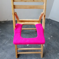 孕妇老年人坐便椅凳器坐垫家用实木折叠方形马桶椅子垫坐便套保暖(方形枚红色色扣子款马桶垫1026 默认版本)