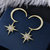 OA ONNEA星星月亮锆石耳环，S925银针仿过敏，电镀真金，气质个性太阳耳环(金色)