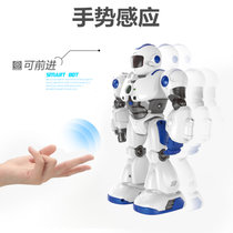 智能遥控机器人玩具充电机械战警可对战唱歌跳舞编程电动智能早教玩具女孩男孩儿童节日礼物(蓝色 一个机身两块电池)