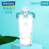 Glasslock韩国进口刻度卡通玻璃杯云朵朵450ml 卡通 情侣杯