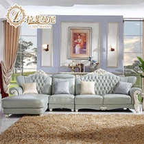 拉斐曼尼 欧式沙发 法式田园实木沙发 客厅奢华转角皮艺沙发组合FS052(B款 1+3+左妃)