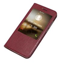 木木（MUNU）华为 麦芒4 G7plus 手机壳 手机套 保护壳 保护套 商务皮套 智能翻盖保护套 支架皮套 休眠皮套(酒红)