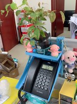 办公桌电话机托架固定座机办公室支架桌面挂式收纳打印机置物架(蓝色 2层)