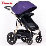 Pouch婴儿推车儿童推车高景观宝宝推车婴儿车推车可坐可躺折叠夏p68(金爵紫)
