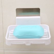 肥皂盒壁挂香皂盒沥水卫生间香皂架肥皂架免打孔浴室肥皂盒置物架(北欧白- 1个装)