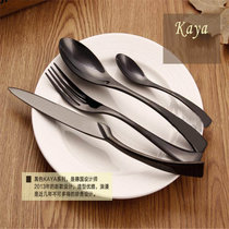 SIMEN 黑金KAYA系列 不锈钢餐具西餐摆台牛排刀叉勺四件套套装牛排餐厅