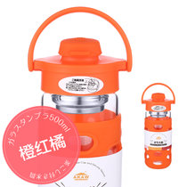 日本AKAW爱家屋蜂巢玻璃杯男女网红学生便携创意花茶果汁随手杯(橙红橘-500ML)