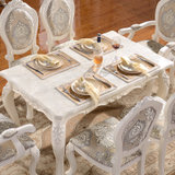 圣肯尼家具 爵士白大理石餐桌 现代简约长方形餐桌 木餐桌椅组合 餐台(象牙白 1.35米木面餐桌)
