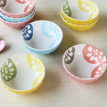 敏杨 和风日式花瓣碗盘碟 微波炉陶瓷碗 创意家用碗盘(黄色花 7英寸盘)