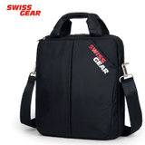 【瑞士军刀】SWISSGEAR单肩包男士手提包大容量商务斜挎包竖款竖款尼龙布公文包(黑色)