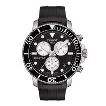 天梭(TISSOT)瑞士手表 海星系列橡胶表带石英男士手表潜水表(黑色)