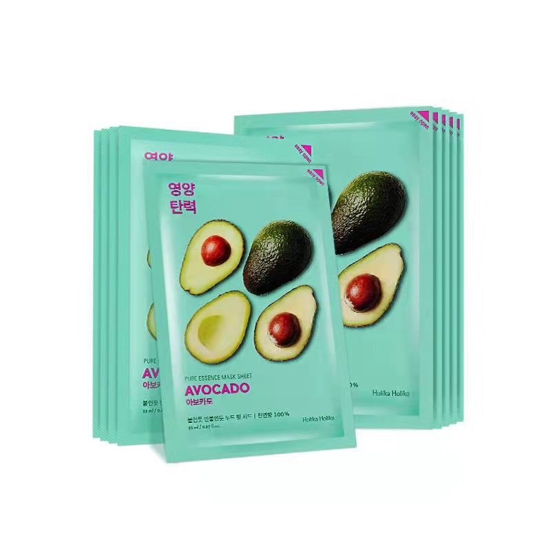 面膜贴韩国holikaholika牛油果补水保湿面膜紧致温和舒缓肌肤10片盒两