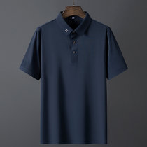 POLO衫男士短袖T恤夏季高端商务休闲短袖衫中老年薄款透气上衣(藏青 52)
