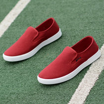 新款男鞋帆布鞋韩版学生懒人一脚蹬学生帆布鞋潮(红色 42)