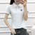 2021夏季短袖T恤女纯棉白色有领NY刺绣潮牌polo衫女运动翻领上衣(灰色 XL)