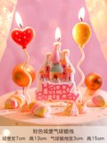 派对蛋糕装饰儿童生日礼品男孩女孩礼物创意无烟造型卡通可爱蜡烛(粉色城堡气球蜡烛)