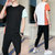X17新款夏季男士休闲运动套装短袖T恤韩版潮流宽松青少年两件套XCF0146(黑色 M)