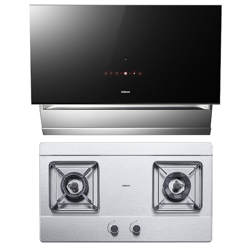 老板robamcxw2005702sjzt9g01侧吸钢化玻璃嵌入式烟灶套餐