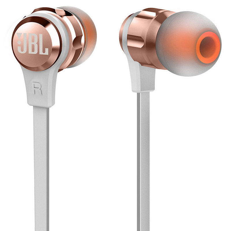 jblt180a入耳式耳机防缠绕面条线线控通话低音增强粉色