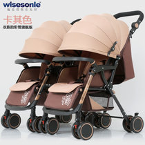智儿乐 可拆分胞胎婴儿车可坐可躺婴儿推车轻便携折叠收车儿童宝宝婴儿车(彩管卡其+卡其)